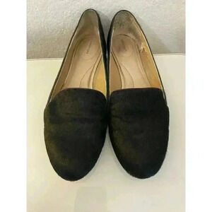 Lands' End Calf Hair Loafers Womens Size 8.5 Black Casual Comfy Used